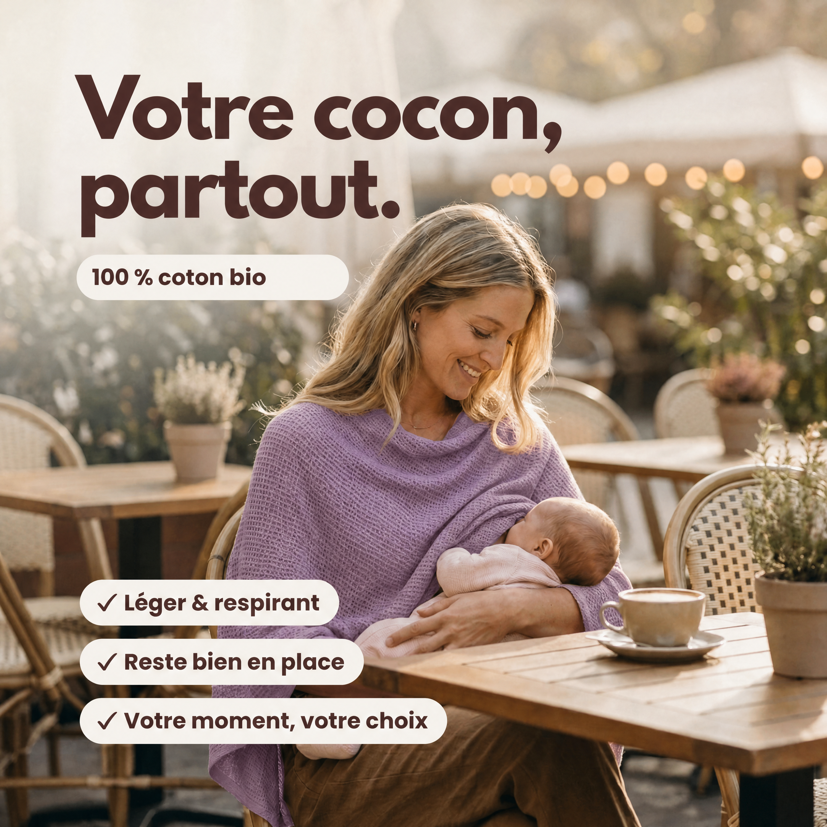 Poncho d'allaitement en coton bio (Été)